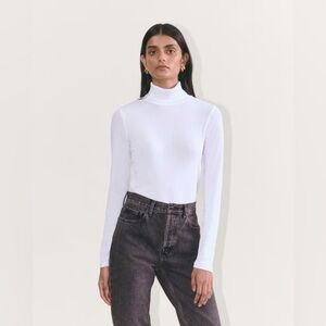 New Everlane Women Turtleneck Cotton Shirt Long Sleeve Size Medium White